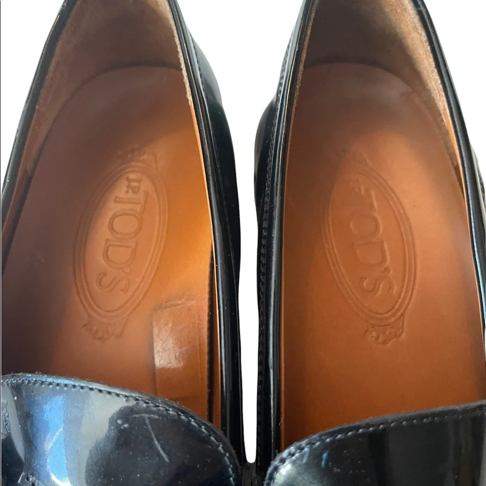 Tods Black Patent Leather Womens Loafers 39 - Picture 8 of 16